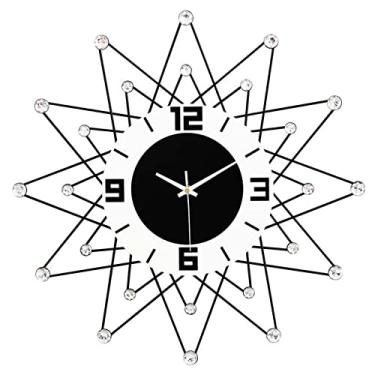 Imagem de Relógios de parede sem tique-taque relógios decorativos de quartzo silencioso, operado por bateria, redondo moderno interior cozinha quarto sala de estar relógio de parede