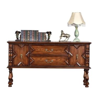 Imagem de Placa de armário de buffet de madeira antiga sala de estar sofá retrô armário lateral de jantar armário decorativo armário de TV hall aparador