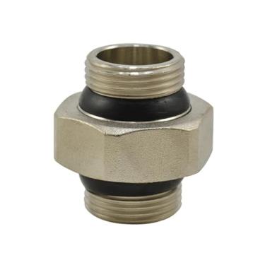 Imagem de Ferramenta de hardware latão niquelado 3/10.2 cm 2.5 cm BSPP macho para macho rosca encaixe de tubulação união engrossamento união adaptador de gás água acoplador conector junta de tubo (1/5.1 cm)