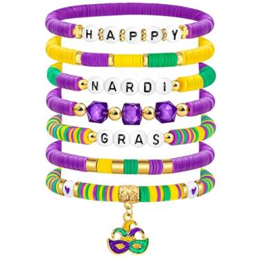 Imagem de Ronglry Pulseira feminina com contas de argila para dia dos namorados, conjunto de pulseiras de surfista Heishi, coração de amor, contas de dia dos namorados, pulseiras elásticas empilháveis para dia