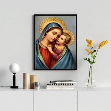 Imagem de Quadro Nossa Senhora c/ Vidro e Moldura Preta 33x24cm