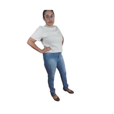 Imagem de Calça Feminina Jeans Skinny Cintura Alta Azul Clara - Levanta Bumbum e