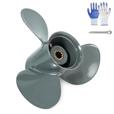 Imagem de Tonvesda Hélice de barco de popa de alumínio de atualização OEM para motores Honda 10 dentes estriados 25-30 HP, 9 1/4x12 9 7/8x9 9 7/8x10 9 7/8x11 9 7/8x12 9 7/8x13 (9 7/8x11)