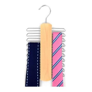 Imagem de Cabide Gravata Madeira De Luxo Até 20 Gravatas Premium - Just Home Col