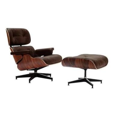 Imagem de Poltrona Charles Eames com Banqueta em Couro Natural - Personal Decor,