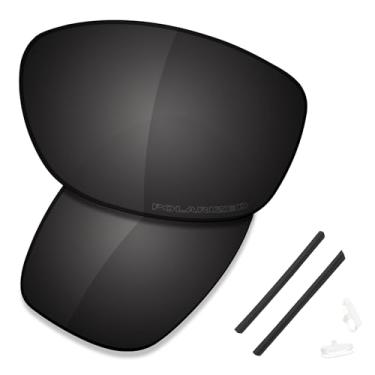 Imagem de SAUCER Lentes de reposição premium e kits de borracha para Oakley Conductor 8 OO4107 Óculos de sol de alta defesa - preto carbono polarizado