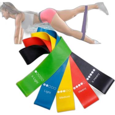 Imagem de Kit 5 Faixa Elástica Pilates Fisioterapia - Mini Band Fit 5