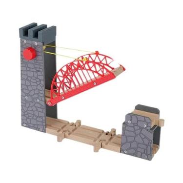Imagem de Brinquedos De Trem De Madeira Para Crianças Com Acessórios De Ponte E 