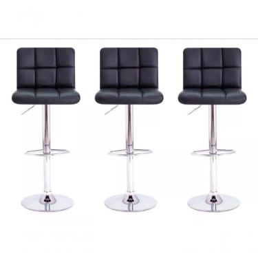 Imagem de Kit 3 Banquetas Decoreshop Estofada Com Encosto Para Cozinha Americana Bar Balcão Bancada