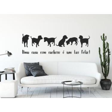 Imagem de adesivo de parede quarto sala cães animais cachorros frase decoração c
