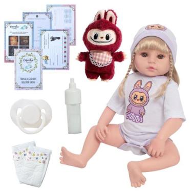 Imagem de Bebê Reborn Realista Menina Loira Pode Banho + Acessórios - Cegonha Re