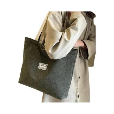 Imagem de Bolsa Tote Feminina Boêmia Étnica De Veludo Cotelê, Bolsa De Ombro Est