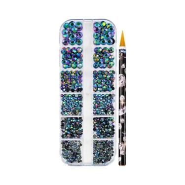 Imagem de Strass Coloridos 3D Redondos Para Unhas, Pedras De Vidro Com Base Plan