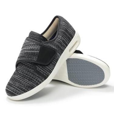 Imagem de QHBPMGAD Sapatos femininos para diabéticos, sapatos femininos de largura larga para idosos, fecho de ajustável, antiderrapante, respirável, leve, pés inchados para caminhada e edema, Tênis feminino