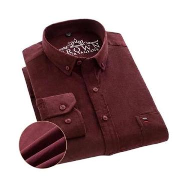 Imagem de Camisa Social Masculina plus Size 6XL 7XL De Veludo Cotelê Manga Longa