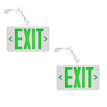 Imagem de TANLUX Placa de saída com fio verde com cabo de plugue de 1 metro, placa de saída de plugue com luzes de reserva de bateria para negócios, iluminação de emergência comercial, certificação UL, CA 120 V