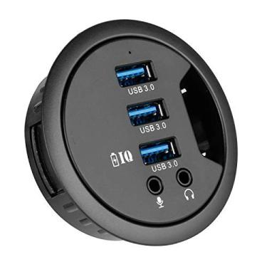 Imagem de WDX — Carregador USB 3.0 com entrada USB 3.0 com 3 portas BC 1.2 USB com entrada de microfone para placa de som de 3,5 mm, para iPhone/smartphones