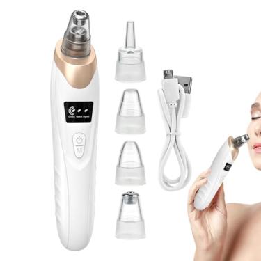 Imagem de Aspirador De Poros Para Limpeza Facial | 4 Pontas Extrator de Imperfeições Elétrico,3 Níveis De Sucção Ajustáveis E Recarregável Por USB | Para Todos Os Tipos De Pele E Uso Em Casa Ou Viagem