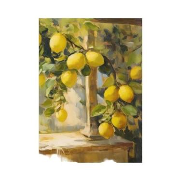 Imagem de Pôster Em Tela De Árvore De Oliveira E Limão, Arte De Parede Retrô Par