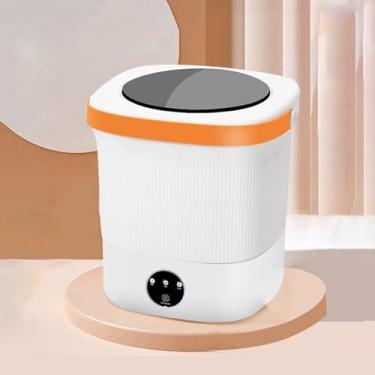 Imagem de Mini máquina de lavar portátil, lavadora compacta de 15 L com secador giratório e - ideal para viagens, apartamentos, roupas de bebê e meias (branca)