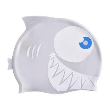 Imagem de Toucas de natação para crianças, chapéu de banho com proteção de tubarão | Acessórios divertidos de proteção de animais de silicone para crianças, meninas, meninos, crianças acima de 3 anos, para