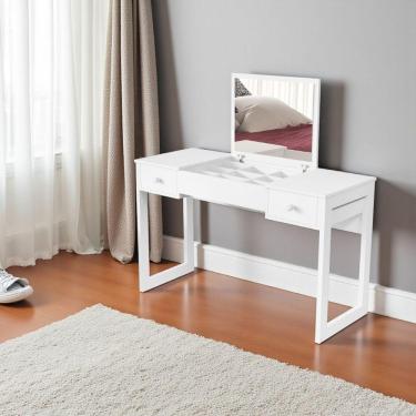 Imagem de Escrivaninha Penteadeira Com Espelho Multiuso Luanda Fenix Branco