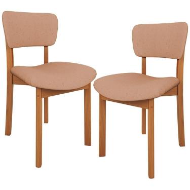 Imagem de Kit 02 Cadeiras Para Sala De Jantar Cozinha Living Estofada Dara L02 Linho Rosê - Lyam Decor