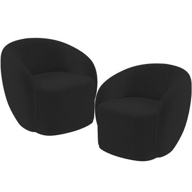 Imagem de Kit 02 Poltronas Decorativas Para Sala De Estar Living Gliese K01 Veludo Preto