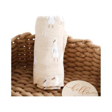 Imagem de Manta De Algodão De Bambu Para Bebê 120x110cm, Toalha Envolvente Macia