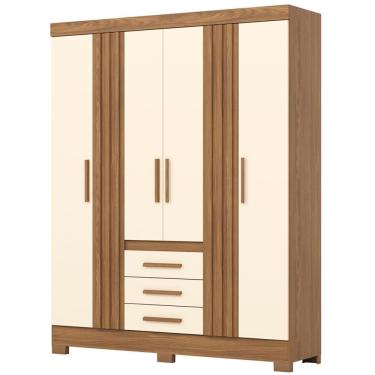 Imagem de Guarda Roupa Casal 6 Portas 2 Gavetas Com Espelho 160 cm Nature Off White Briz