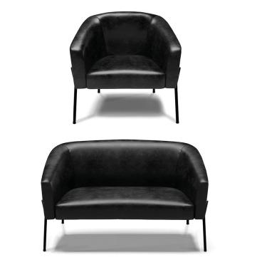 Imagem de Sofá Namoradeira E Poltrona Pé De Ferro Preto Stella Corano D03 - D'rossi Cor Preto