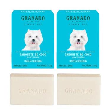 Imagem de Kit 2 Sabonete Pet Cachorro Gato Óleo de Coco Granado Barra Anti Oleos