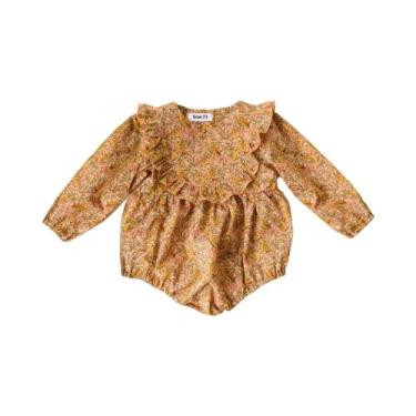 Imagem de Macacão floral vintage para meninas, roupas de primavera para festa de