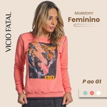 Imagem de Moletom Feminino Estampado Gola O Confortável Barras Caneladas-Feminino