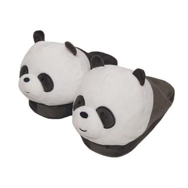 Imagem de Chinelos Panda Warm Plush Slip-on Antiderrapante Indoor House - Yiweis