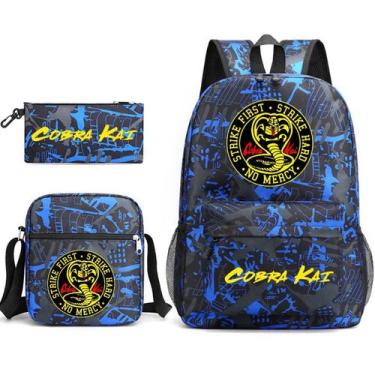 Imagem de Conjunto de mochilas Cobras Kais Anime School, 3 peças com bolsa de om