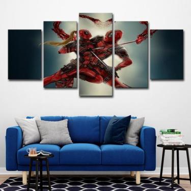 Imagem de Arte de parede em tela 5 painéis Deadpool Wade Winston Wilson - yiweis