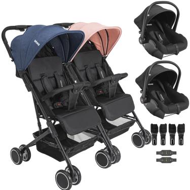 Imagem de Carrinho Kiddo Gemeos com 2 Bebe Conforto Colinho Mascote Casal