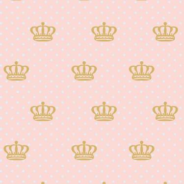 Imagem de Papel Parede Rosa Claro E Coroa Adesivo Lavavel Sala Quarto
