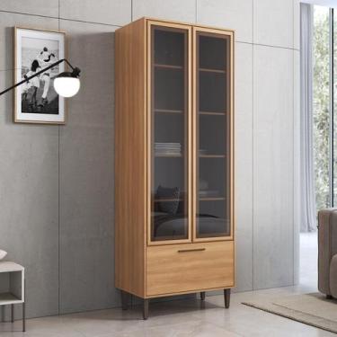 Imagem de Cristaleira 0,81m 2 Portas de Vidro 1 Gaveta Jade - Delmarco Móveis