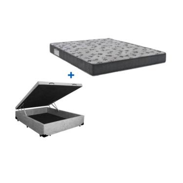 Imagem de Cama Box Baú casal 138 Suede Cinza com Colchão De Espuma - D33 Ortobom ISO 100 60x138x188