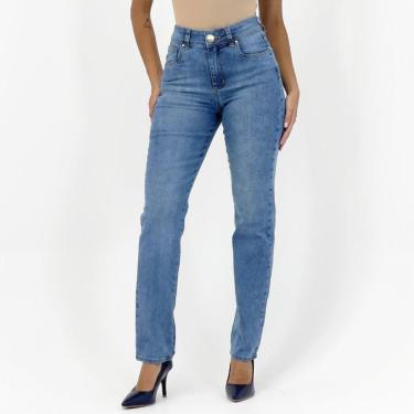 Imagem de Calça Tanise Jeans Reta Feminina-Feminino