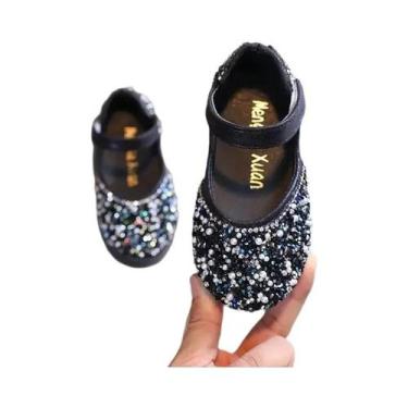 Imagem de Sapatos De Couro Com Laço De Pérolas E Strass Para Meninas, Sapatos De