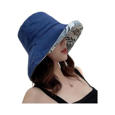 Imagem de Chapéu Bucket Feminino De Aba Larga Dupla Face, Estilo Pescador, Com P