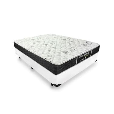 Imagem de Cama Box Casal 138 Tecido Sintético Branco Com Colchão com Molas - Prodormir Sleep Black - Probel 62x138x188