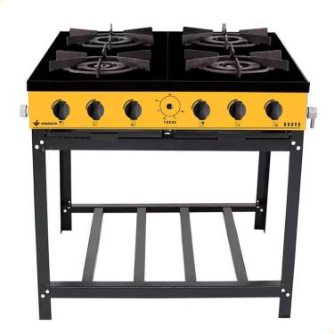 Imagem de Fogão Industrial Venâncio à Gás Bravo 4 Bocas Amarelo Esmaltado BR4BAM