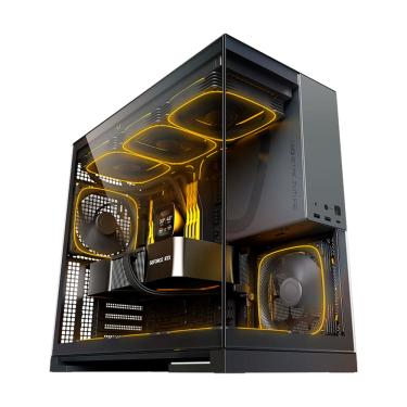 Imagem de Gabinete Gamer Geometric Future Model 5 Com 5 Fans Preto e Cinza