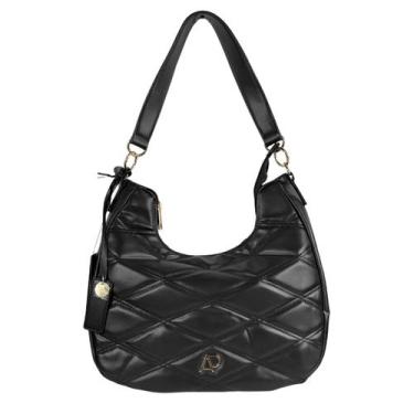 Imagem de Bolsa Alice Palucci Ombro Meia Lua Matelassê Média AL2997 Cor:PretoTam