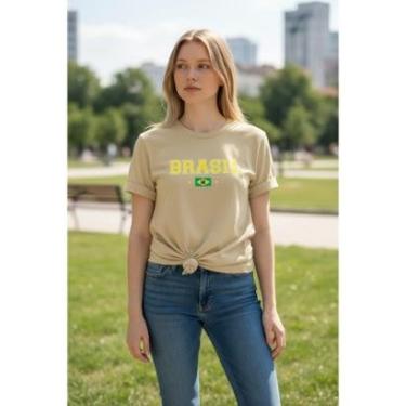 Imagem de Camiseta Feminina T Shirt Dia a Dia Estampada Brasil Copa Malha Algodão do P ao G1-Feminino