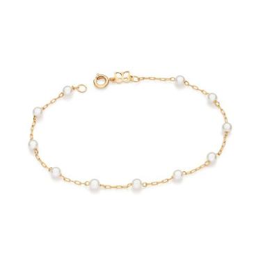 Imagem de Pulseira Rommanel Pérolas Intercaladas 550687 20 Cm Cor:Dourado, Doura